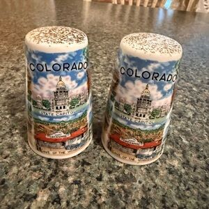 Colorado State Capitol Souvenir Salt and Pepper Set - Blue Sky Design. Vintage.